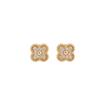 Elodie: Quatrefoil Stud Earrings in Gold-Plated Sterling Silver