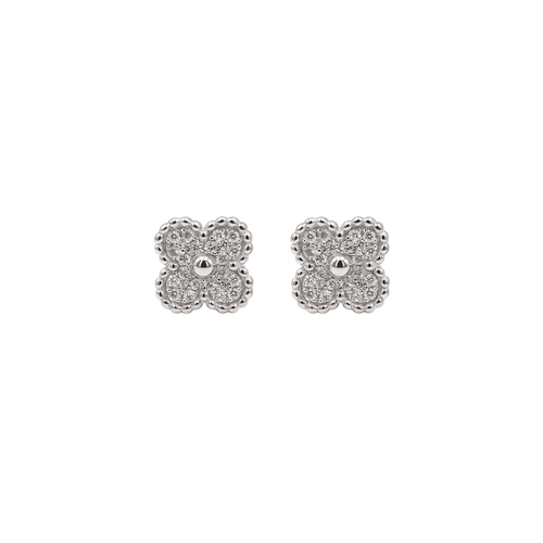 Oceane: Quatrefoil Stud Earrings in 925 Sterling Silver