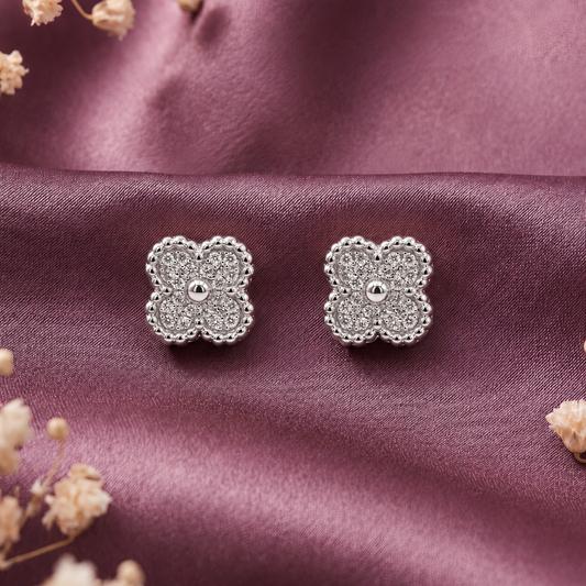 Oceane: Quatrefoil Stud Earrings in Sterling Silver