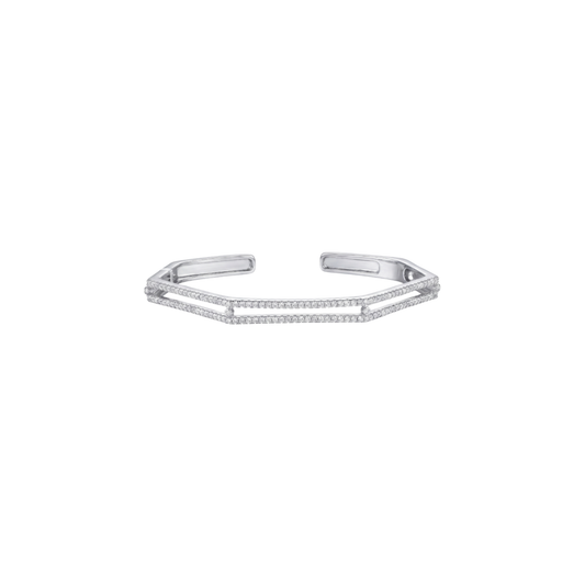 Geometric Hexagonal Pave Diamond Kada