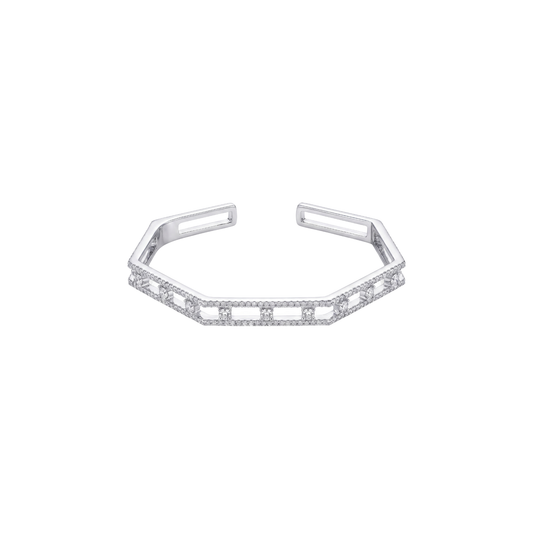 Open Hexagon Pave Diamond Kada