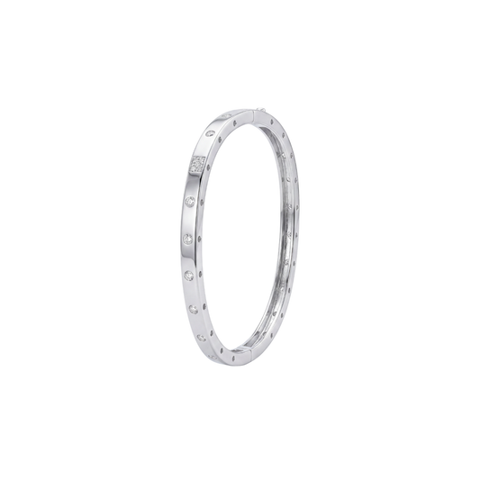 Flush-Set Diamond Hinged Silver Kada