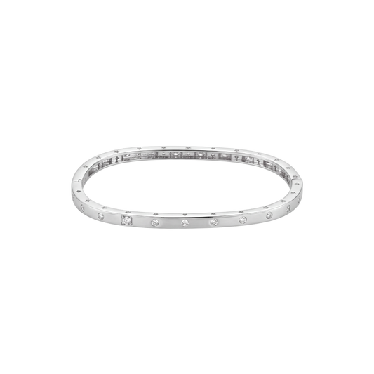 Flush-Set Diamond Hinged Silver Kada