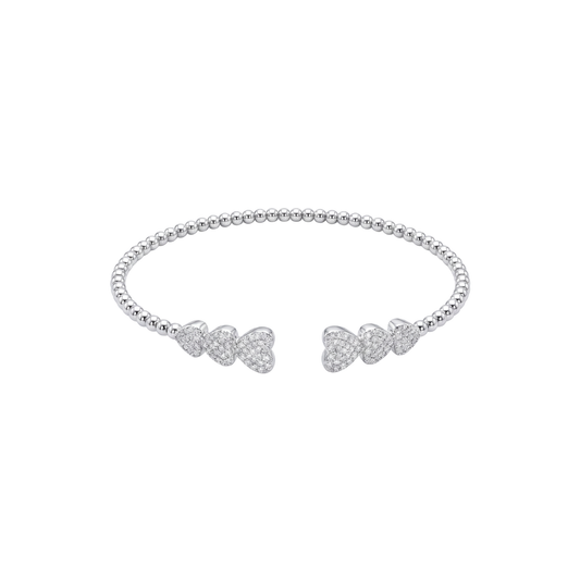 Triple Heart Beaded Diamond Kada