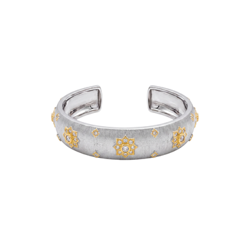 Royal Rosette: Two-Tone Floral Crystal Kada in 925 Sterling Silver