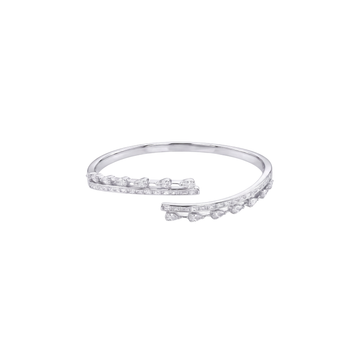 Silver Sway: Crystal Open Kada in 925 Sterling Silver