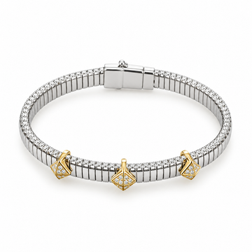 Threefold Grace: Two-Tone Charm Kada in 925 Sterling Silver
