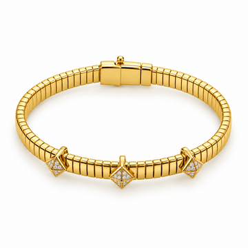 Threefold Radiance: Charm Kada in Gold Vermeil 925 Sterling Silver