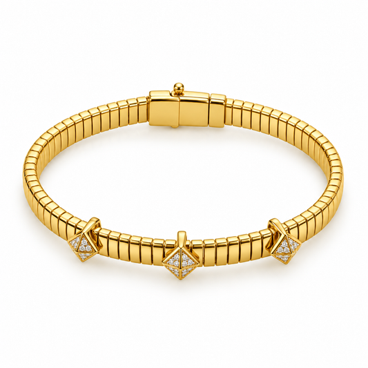 Threefold Radiance: Charm Kada in Gold Vermeil 925 Sterling Silver