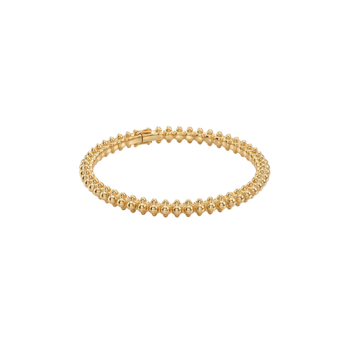 The Free One: Sculptural Beaded Kada in Gold Vermeil 925 Sterling Silver