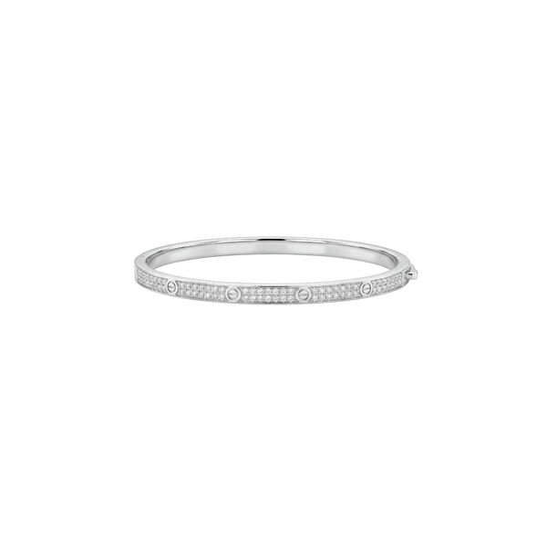 Éternité: Pavé Screw Motif Kada in 925 Sterling Silver
