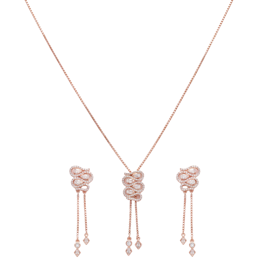Eternelle: Pendant & Earrings Set in Rose Gold-Plated Sterling Silver
