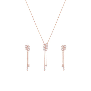 Éternelle: Necklace & Earrings Set in Rose Gold vermeil 925 Sterling Silver