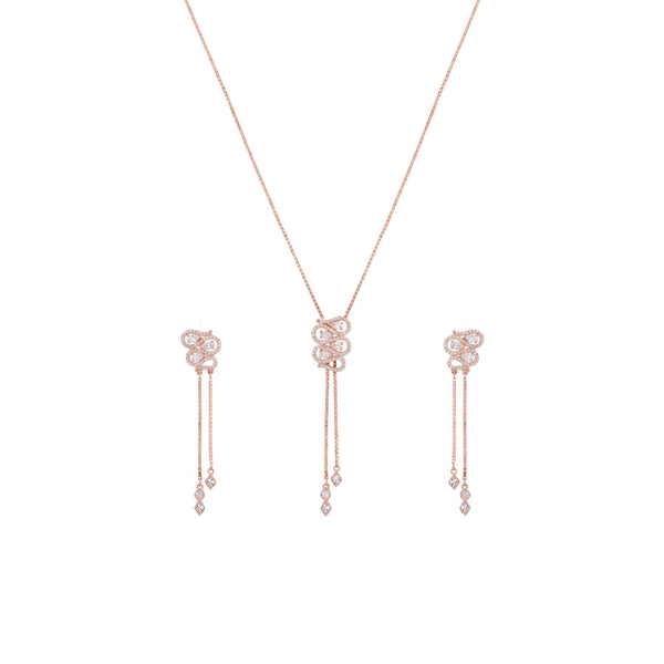 Éternelle: Necklace & Earrings Set in Rose Gold vermeil 925 Sterling Silver