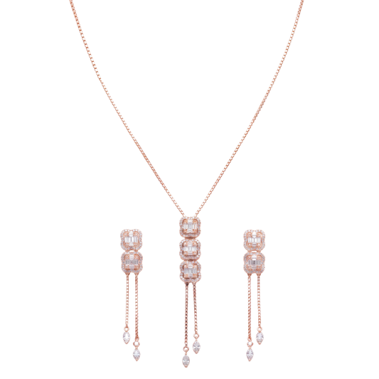 Etherea: Pendant & Earrings Set in Rose Gold-Plated Sterling Silver