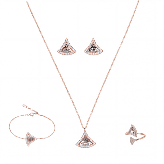 Nova: Pendant, Earrings, Ring & Bracelet Set in Rose Gold-Plated Sterling Silver