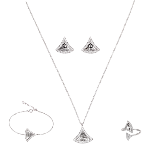 Nova: Pendant, Earrings, Ring & Bracelet Set in Sterling Silver