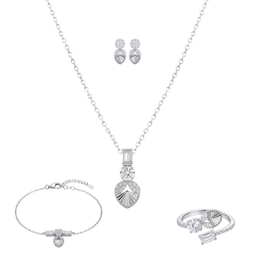 Melange: Pendant, Earrings, Ring & Bracelet Set in 925 Sterling Silver