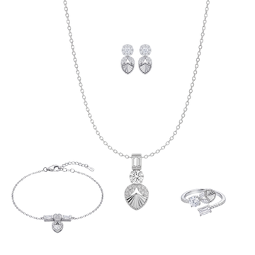 Mélange: Pendant, Earrings, Ring & Bracelet Set in Sterling Silver