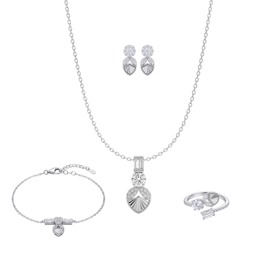 Mélange: Pendant, Earrings, Ring & Bracelet Set in Sterling Silver