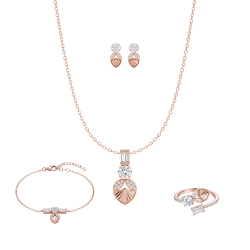 Mélange: Pendant, Earrings, Ring & Bracelet Set in Rose Gold-Plated Sterling Silver