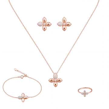 Bloom: Pendant, Earrings, Ring & Bracelet Set in Rose Gold-Plated Sterling Silver
