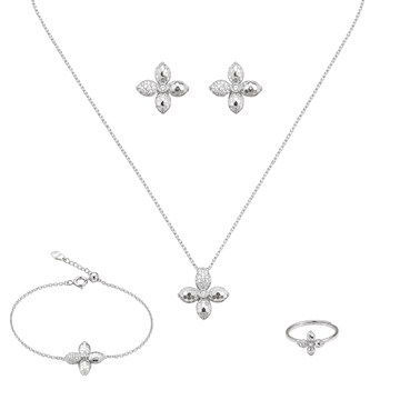 Bloom: Pendant, Earrings, Ring & Bracelet Set in Sterling Silver