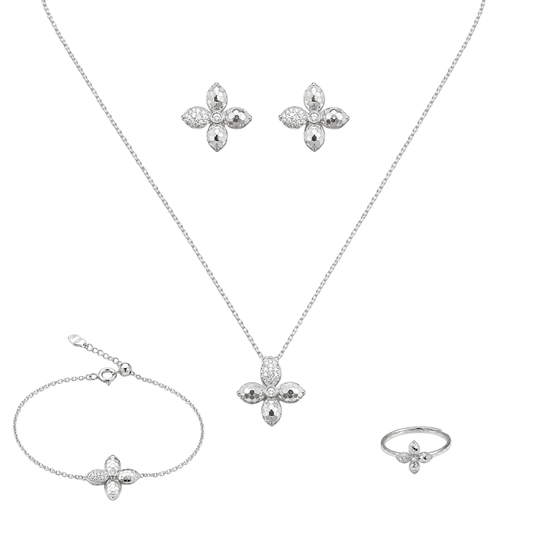 Bloom: Pendant, Earrings, Ring & Bracelet Set in Sterling Silver