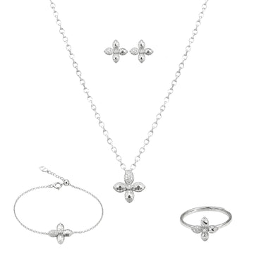 Bloom: Pendant, Earrings, Ring & Bracelet Set in 925 Sterling Silver
