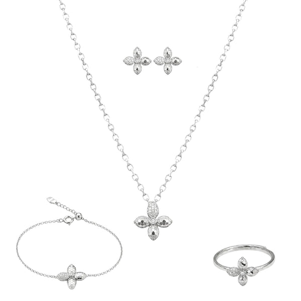 Bloom: Pendant, Earrings, Ring & Bracelet Set in 925 Sterling Silver