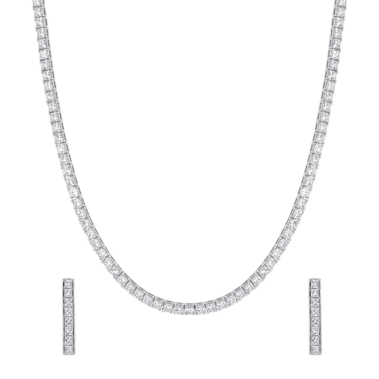 Equinox: Tennis Necklace & Earrings Set in Sterling Silver