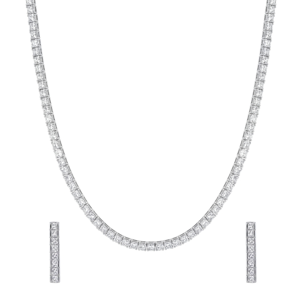 Equinox: Tennis Necklace & Earrings Set in 925 Sterling Silver
