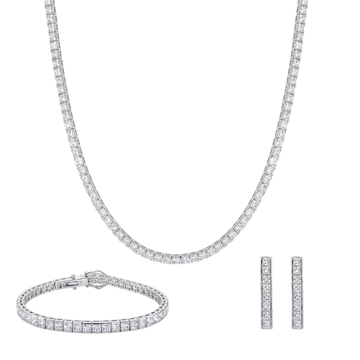 Equinox: Tennis Necklace, Bracelet & Earrings Set in Sterling Silver