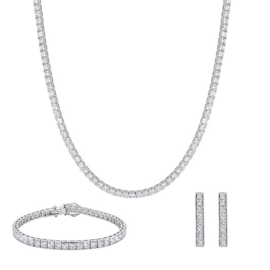 Equinox: Tennis Necklace, Bracelet & Earrings Set in Sterling Silver