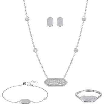 Monolith: Pendant, Earrings, Ring & Bracelet Set in 925 Sterling Silver