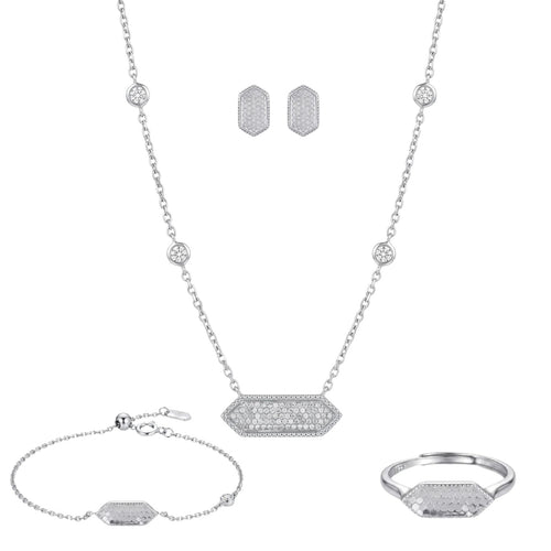 Monolith: Pendant, Earrings, Ring & Bracelet Set in 925 Sterling Silver
