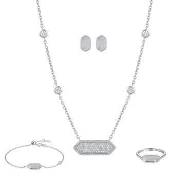 Monolith: Pendant, Earrings, Ring & Bracelet Set in Sterling Silver