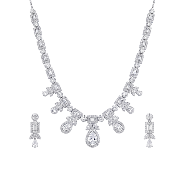 Très Chic: Statement Necklace & Drop Earrings Set in 925 Sterling Silver