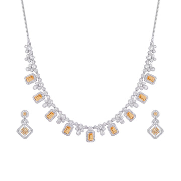 Lorévie: Citrine Statement Pendant Set in 925 Sterling Silver