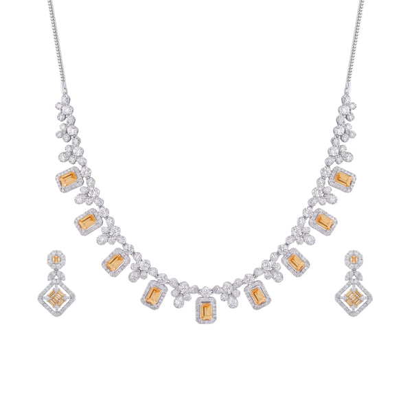 Lorévie: Citrine Statement Pendant Set in 925 Sterling Silver