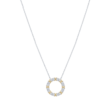Mademoiselle: Two-Tone Circular Pendant Necklace in 925 Sterling Silver