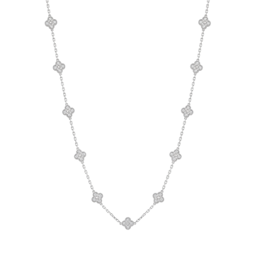 La Vie: Clover Station Necklace in 925 Sterling Silver