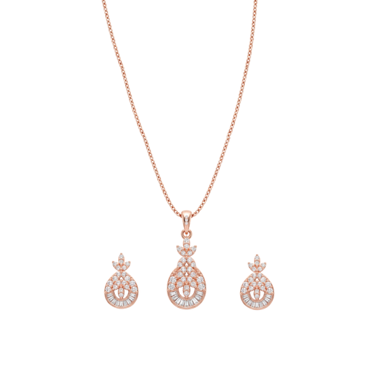 Opaline: Pendant & Earrings Set in Rose Gold-Plated Sterling Silver
