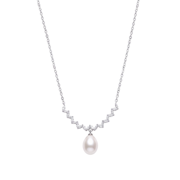 Chevron Crystal Drop Pearl Chain
