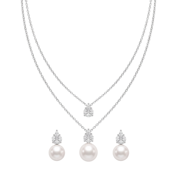 Layered Pear Drop Pearl Pendant Set
