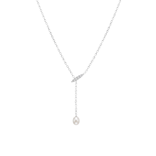 Dainty Drop Pearl Y-Chain Chain in 925 Sterling Silver