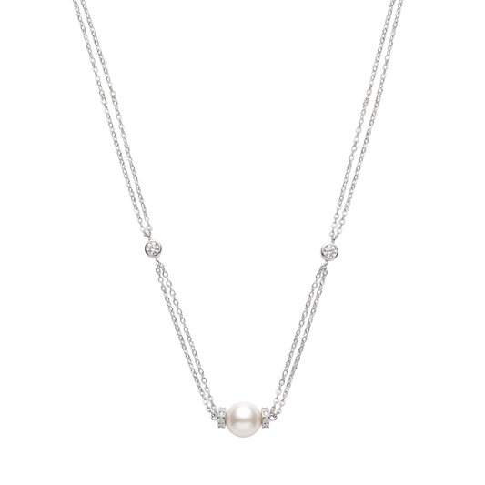 Elegant Double Layer Pearl Station Chain in 925 Sterling Silver