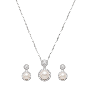 Timeless Pearl and Diamond Pendant Set