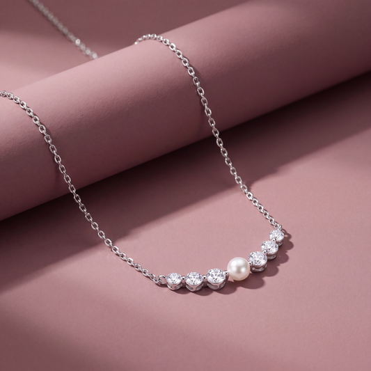 Solace: Pearl Pendant Necklace in 925 Sterling Silver