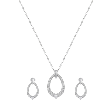 Matching Oval Pendant and Earrings Set